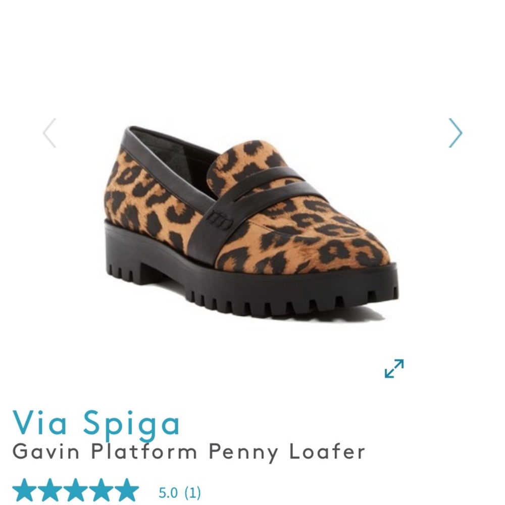 Via Spiga Leopard Print Penny Loafers